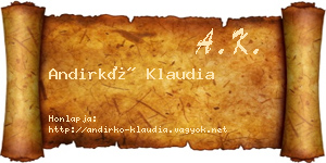 Andirkó Klaudia névjegykártya